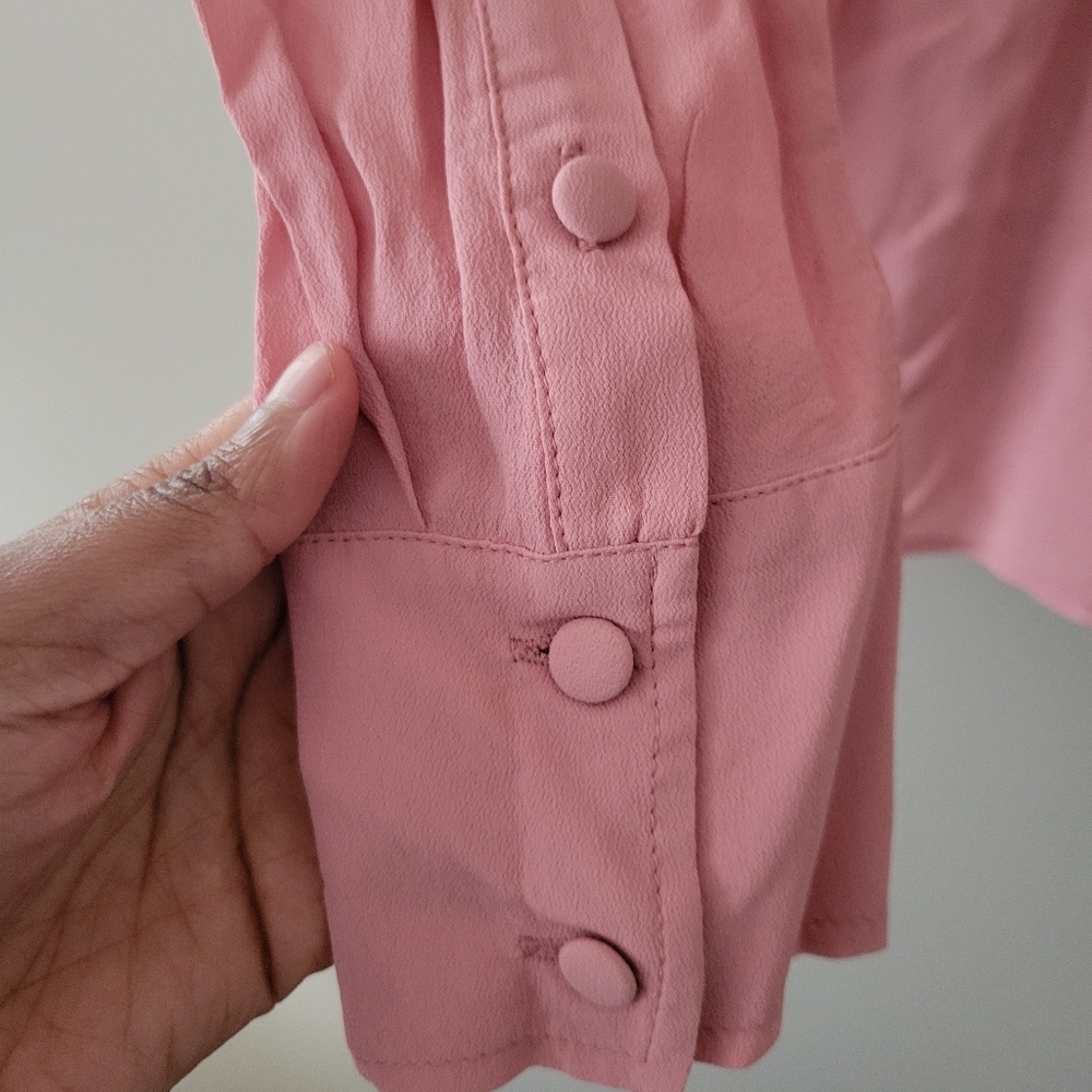 Boden Pleated Bohemian Blush Petal Pink Button-Up Blouse Top. Size M Nwot - Picture 9 of 9